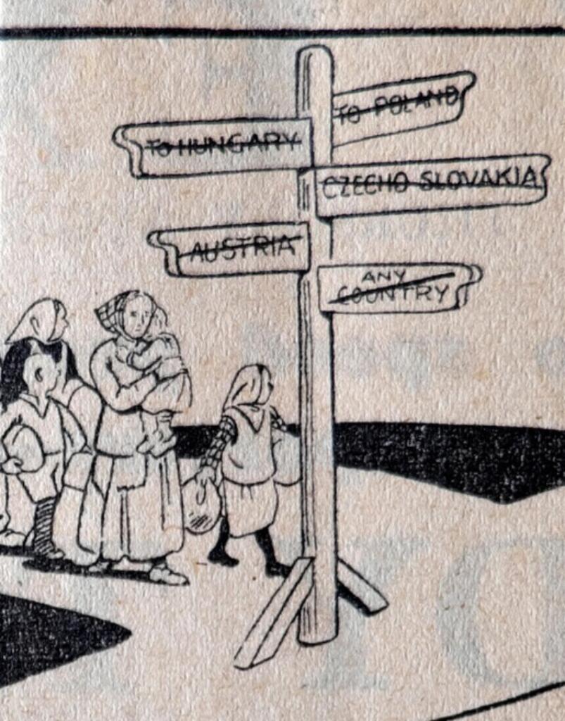 “Where shall we go from here?”, European Crossroads, Daily Express, 1938. © Alamy Pictures